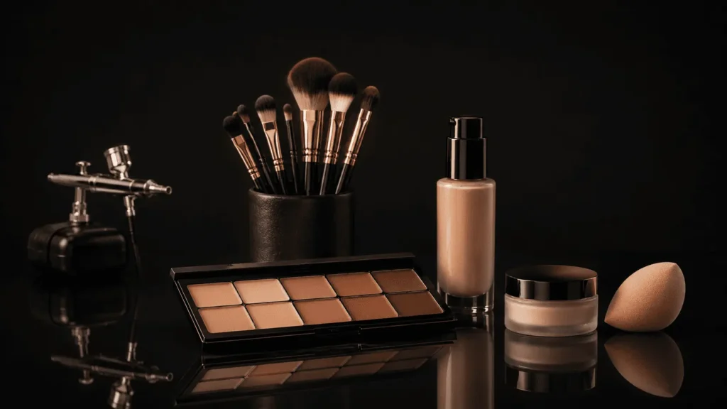 traditional vs airbrush makeup aesthetic